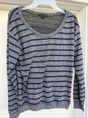 Striped Crewneck Sweater - Gray & Navy